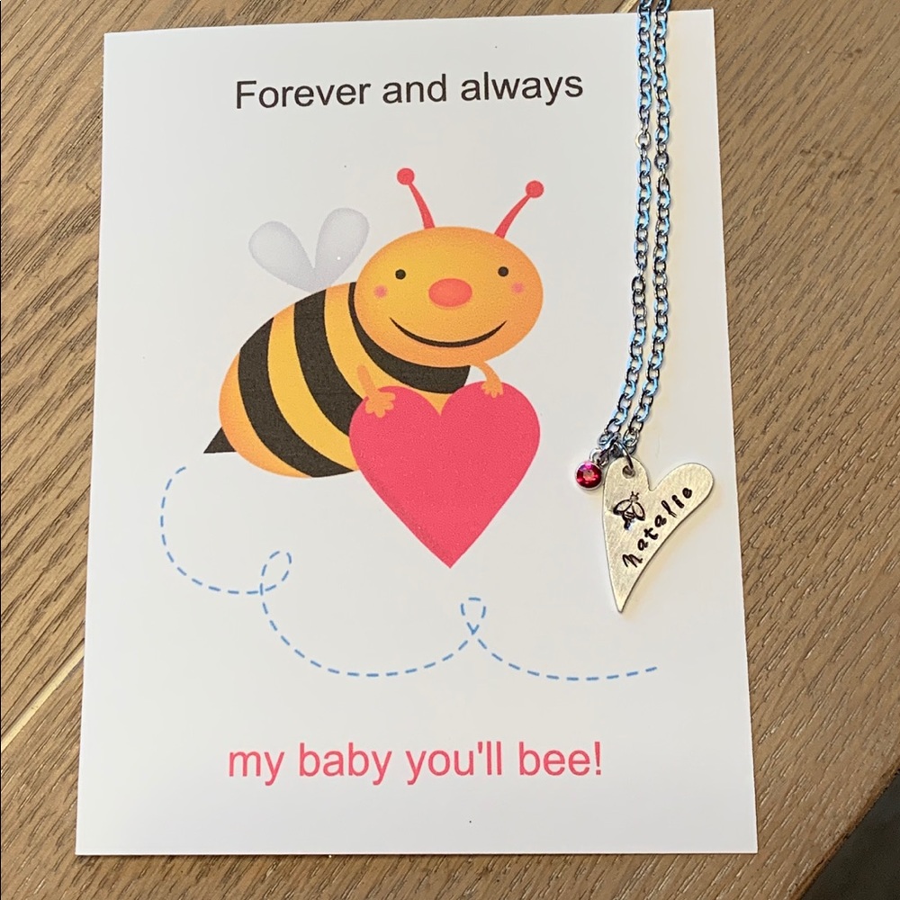 Hand Stamped Heart Necklace and Valentine’s Day Card